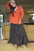 Paloma Bubble Hem Midi Skirt Chocolate